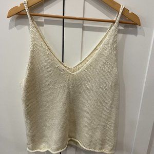 H&M Off-White Knitted Tank Top, Size Small